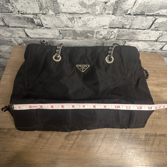 EUC Prada Milano Tessuto Catena Black Shoulder Purse w/ Chain Strap One Size - Picture 13 of 16